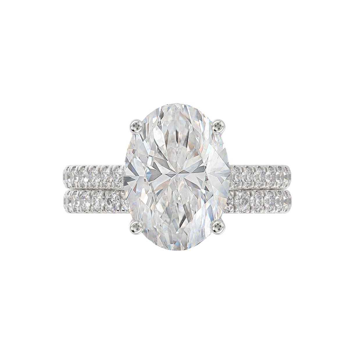 14K WHITE GOLD 4 1/2CT ROUND/OVAL DIAMOND LADIES BRIDAL SET (CENTER STONE OVAL DIAMOND 4.00CT)