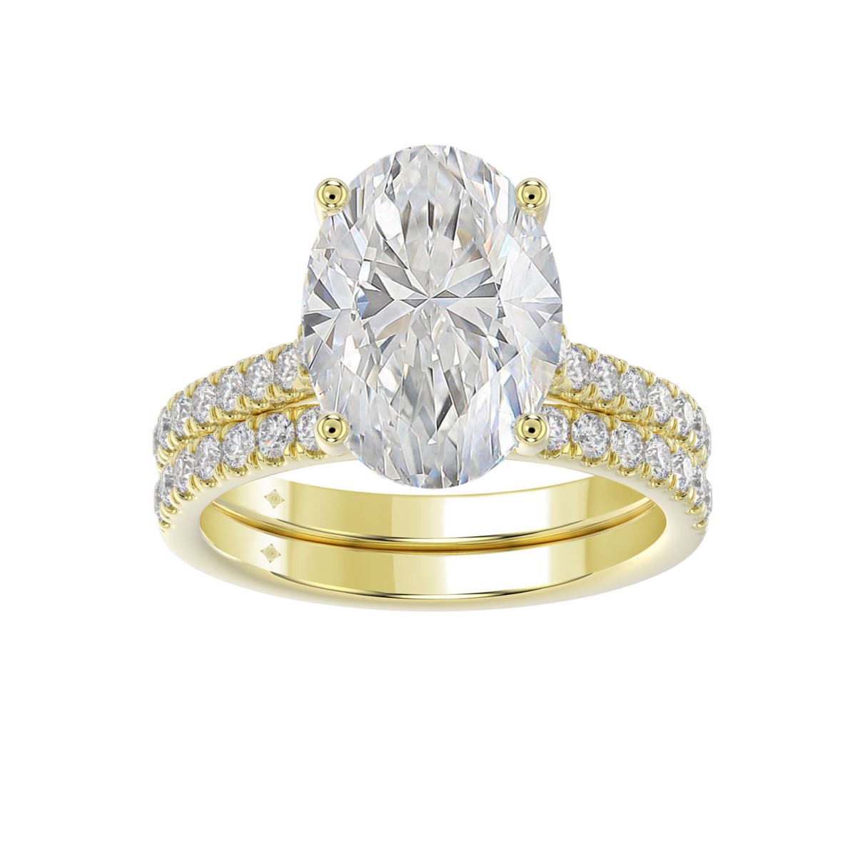 14K YELLOW GOLD 4 1/2CT ROUND/OVAL DIAMOND LADIES ...