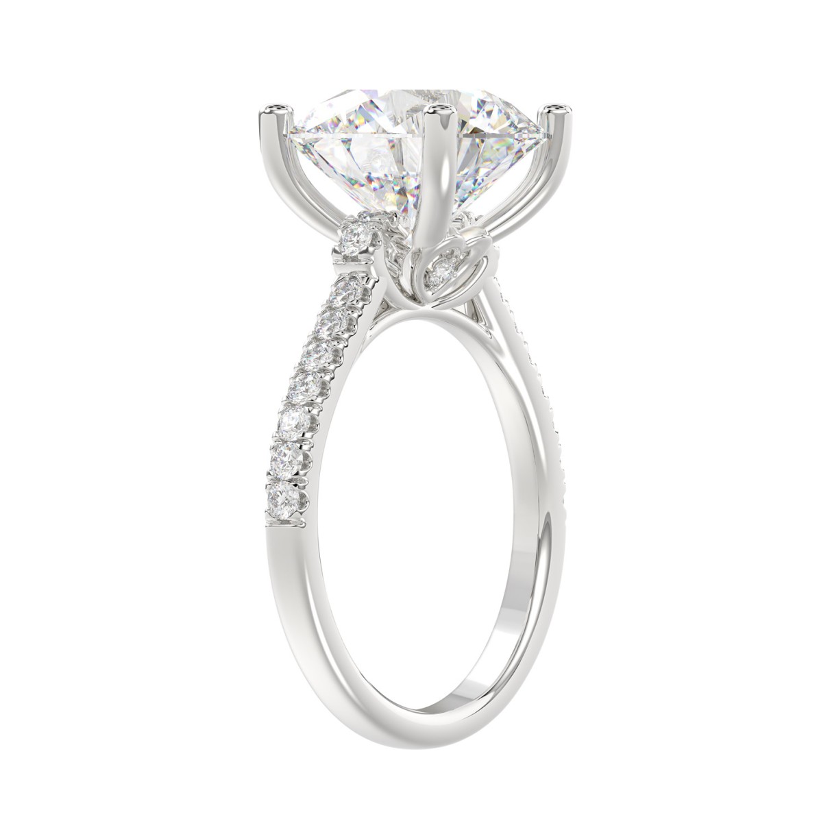 LADIES BRIDAL SET 5 1/2CT ROUND DIAMOND 14K WHITE GOLD (CENTER STONE ROUND DIAMOND 5CT )