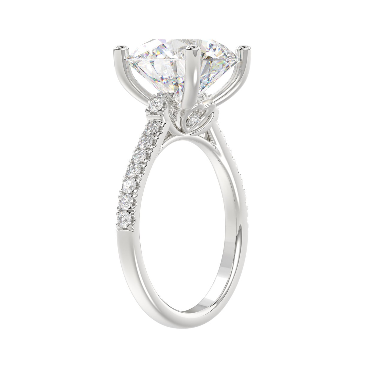 LADIES BRIDAL SET 5 1/2CT ROUND DIAMOND 14K WHITE GOLD (CENTER STONE ROUND DIAMOND 5CT )