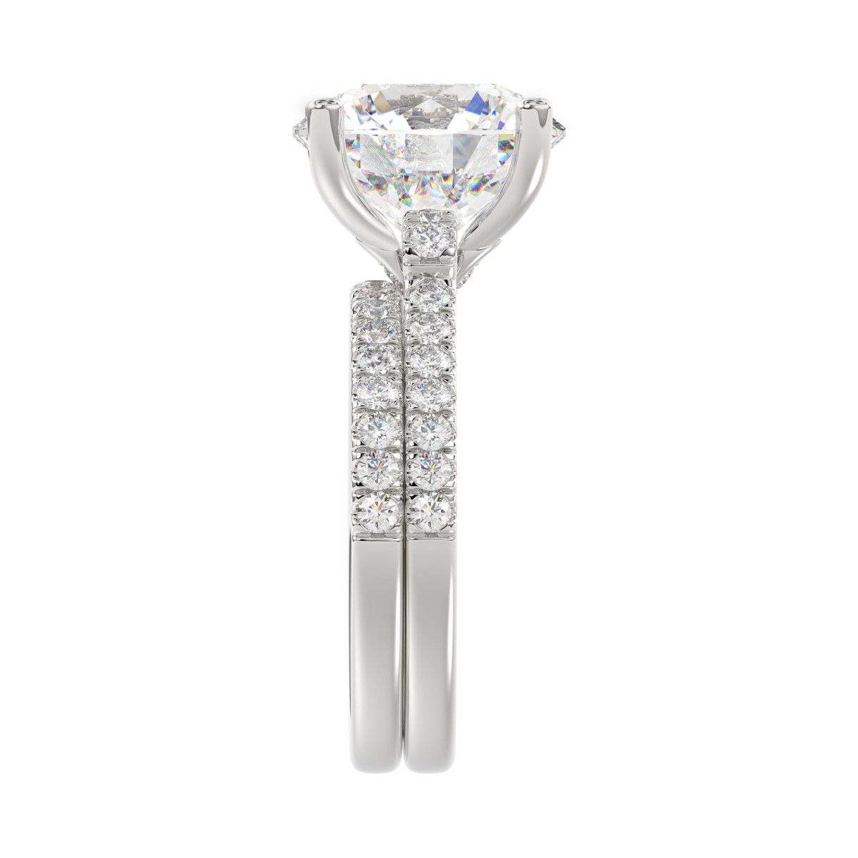 LADIES BRIDAL SET 5 1/2CT ROUND DIAMOND 14K WHITE GOLD (CENTER STONE ROUND DIAMOND 5CT )