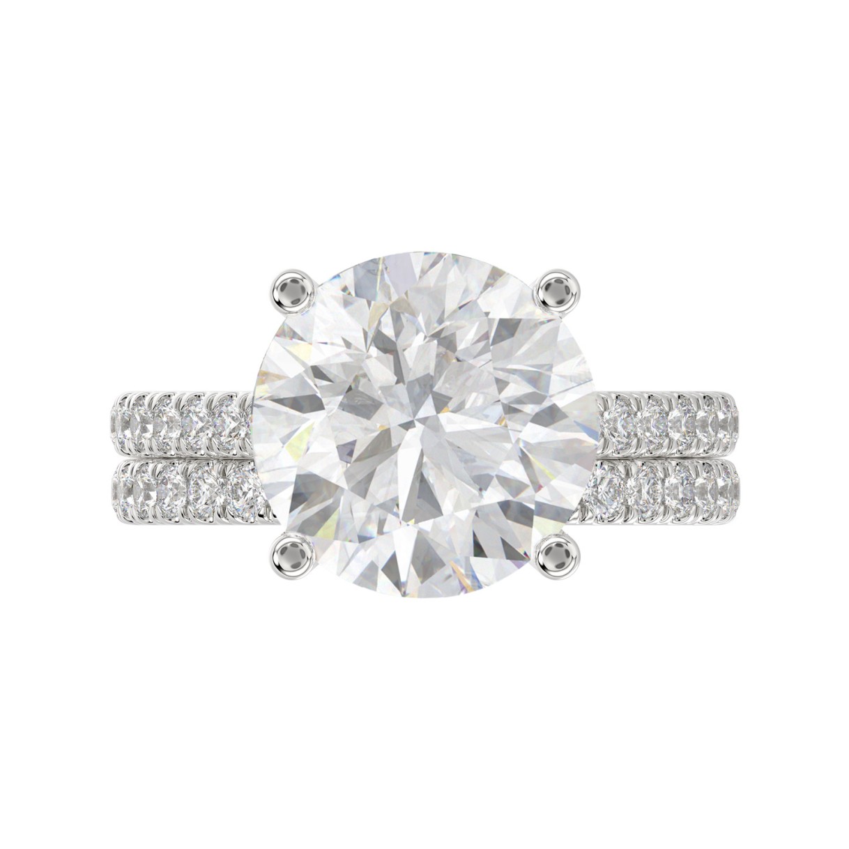 LADIES BRIDAL SET 5 1/2CT ROUND DIAMOND 14K WHITE GOLD (CENTER STONE ROUND DIAMOND 5CT )