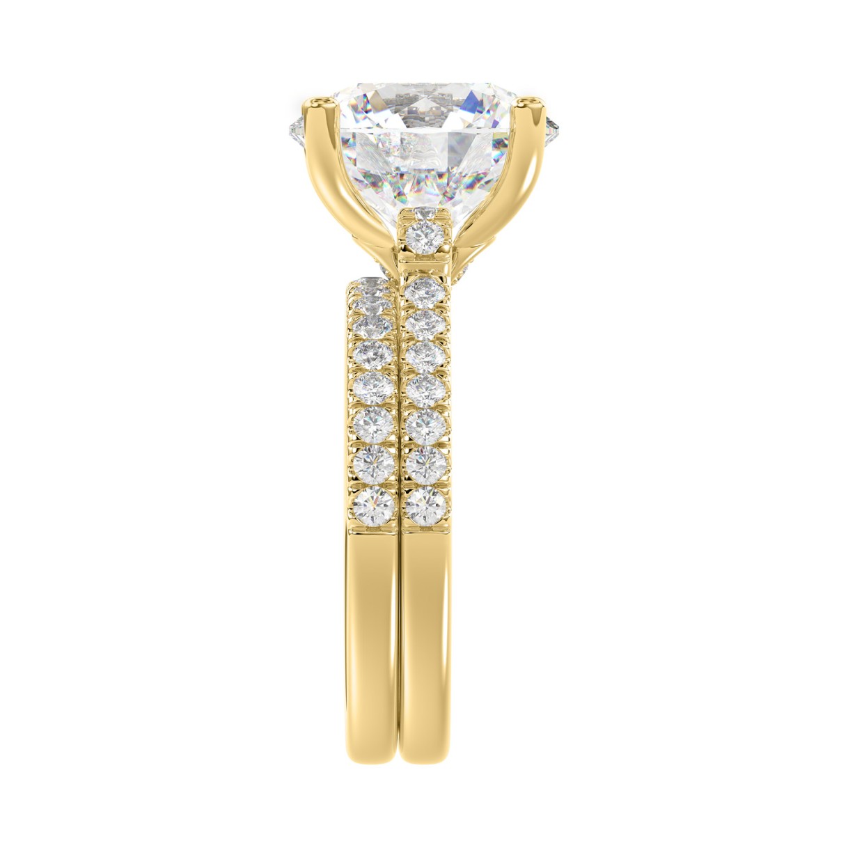 14K YELLOW GOLD 5 1/2CT ROUND DIAMOND LADIES BRIDAL SET (CENTER STONE ROUND DIAMOND 5CT)