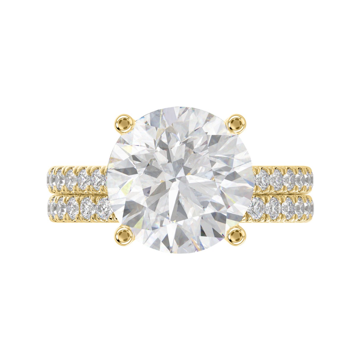 14K YELLOW GOLD 5 1/2CT ROUND DIAMOND LADIES BRIDAL SET (CENTER STONE ROUND DIAMOND 5CT)