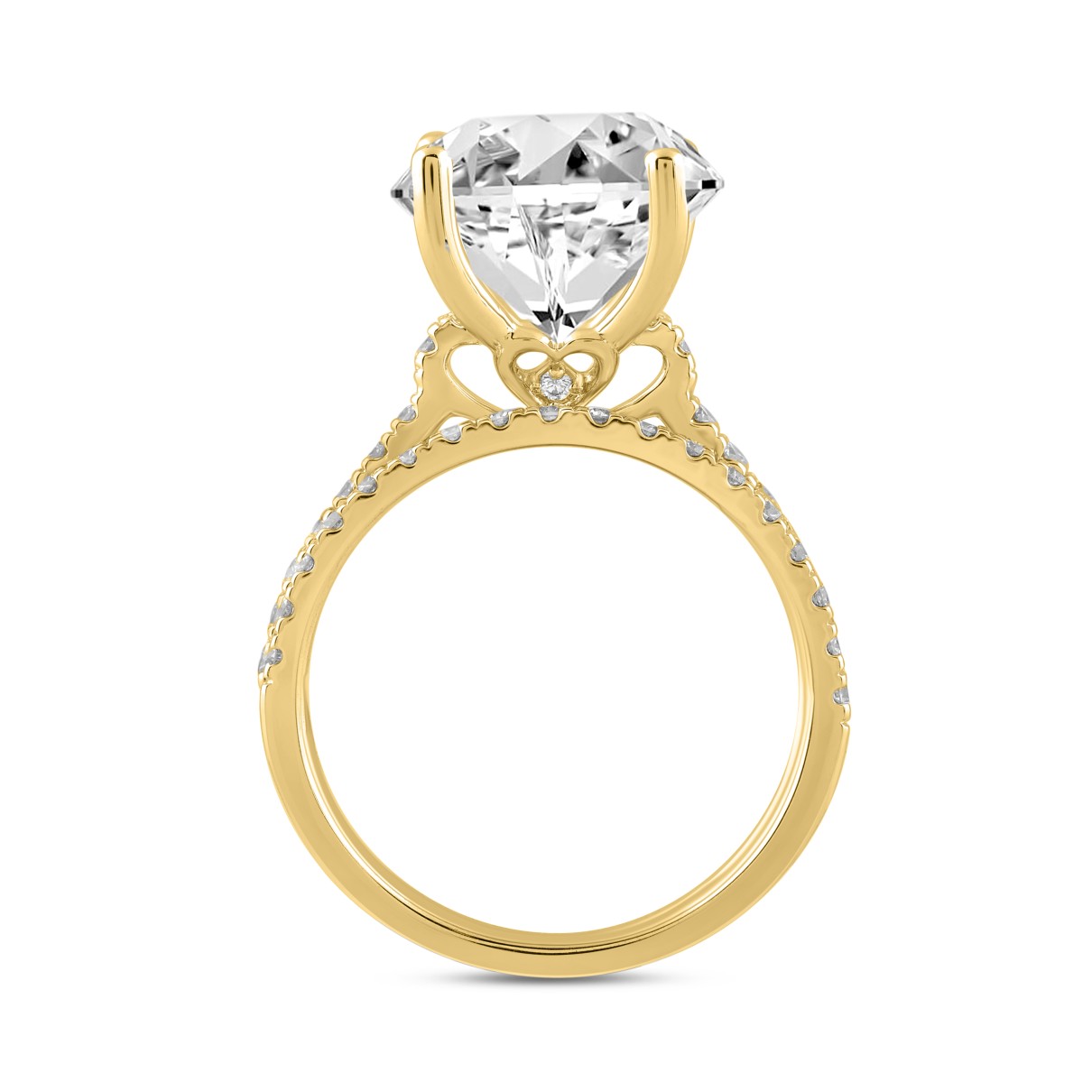 LADIES BRIDAL SET 5 1/2CT ROUND DIAMOND 14K YELLOW GOLD (CENTER STONE ROUND DIAMOND 5CT )