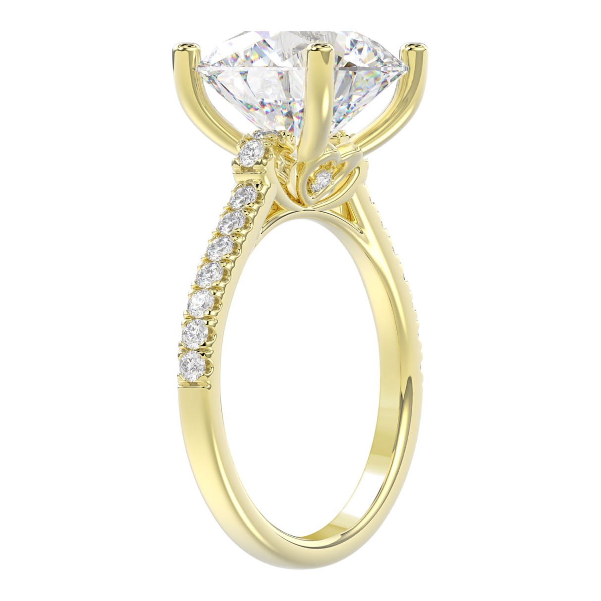 LADIES BRIDAL SET 5 1/2CT ROUND DIAMOND 14K YELLOW GOLD (CENTER STONE ROUND DIAMOND 5CT )