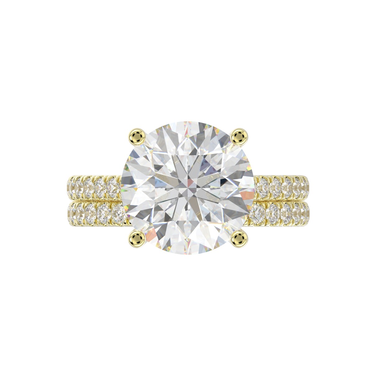 LADIES BRIDAL SET 5 1/2CT ROUND DIAMOND 14K YELLOW GOLD (CENTER STONE ROUND DIAMOND 5CT )