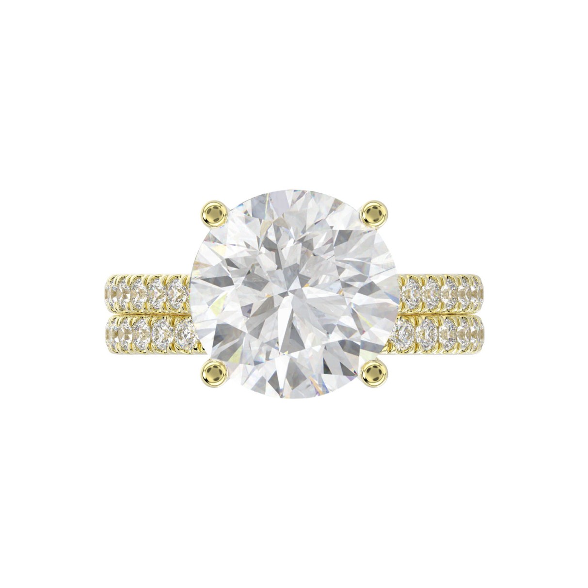 LADIES BRIDAL SET 5 1/2CT ROUND DIAMOND 14K YELLOW GOLD (CENTER STONE ROUND DIAMOND 5CT )