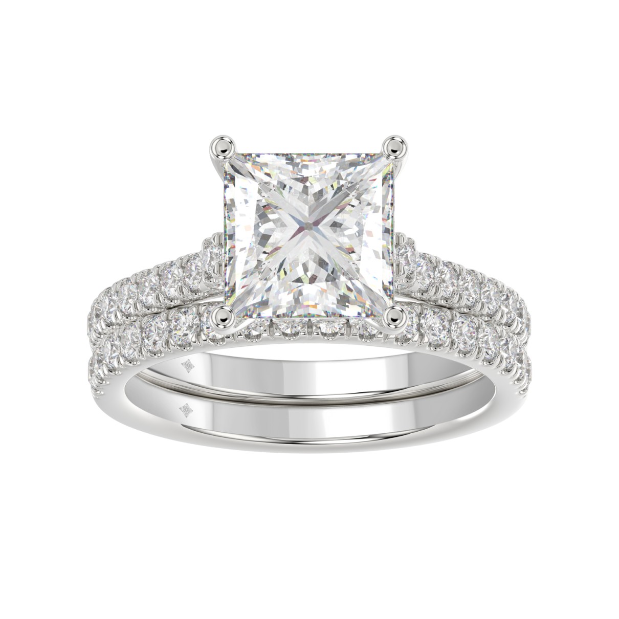 LADIES BRIDAL SET 3 1/2CT ROUND/PRINCESS DIAMOND 1...