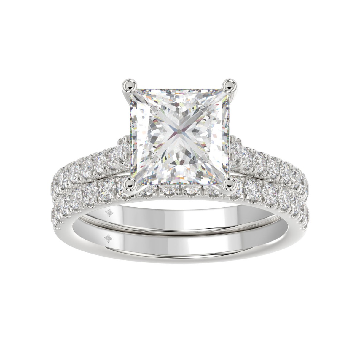 14K WHITE GOLD 3 1/2CT ROUND/PRINCESS DIAMOND LADI...