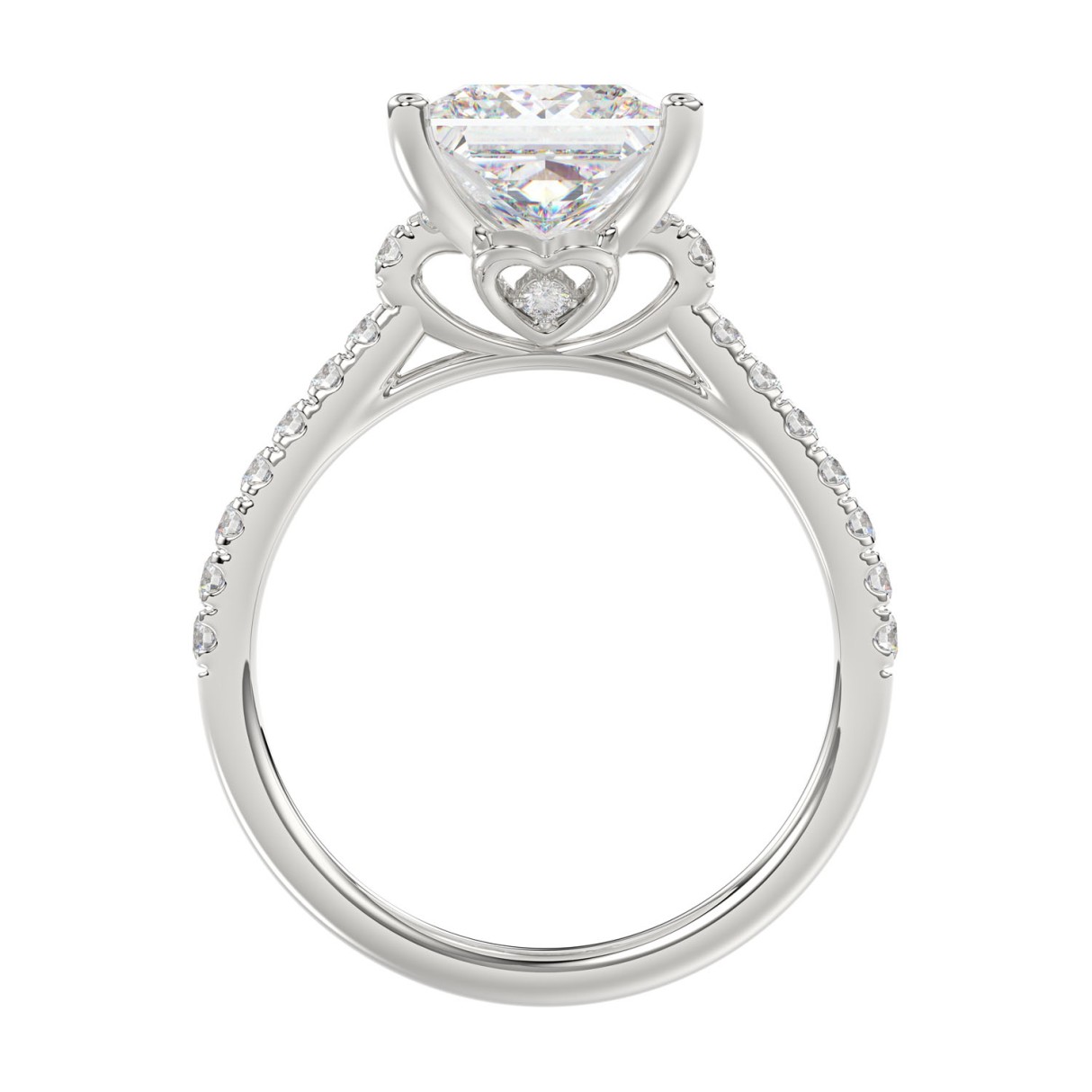 14K WHITE GOLD 3 1/2CT ROUND/PRINCESS DIAMOND LADIES BRIDAL SET (CENTER STONE PRINCESS DIAMOND 3.00CT)