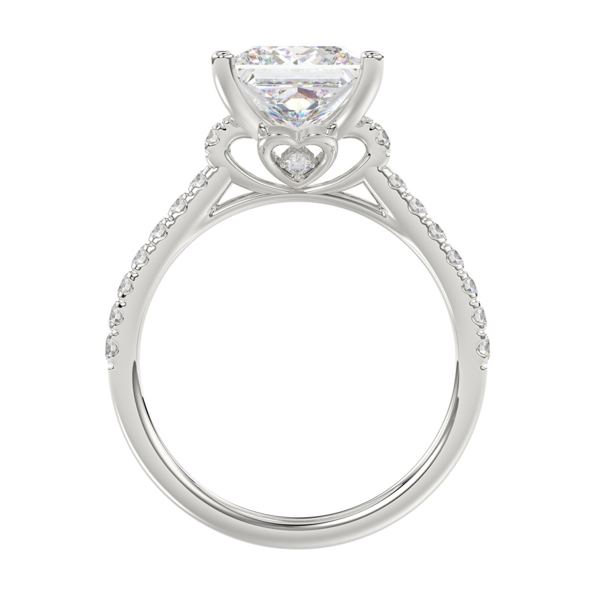 LADIES BRIDAL SET 3 1/2CT ROUND/PRINCESS DIAMOND 14K WHITE GOLD (CENTER STONE PRINCESS DIAMOND 3CT )