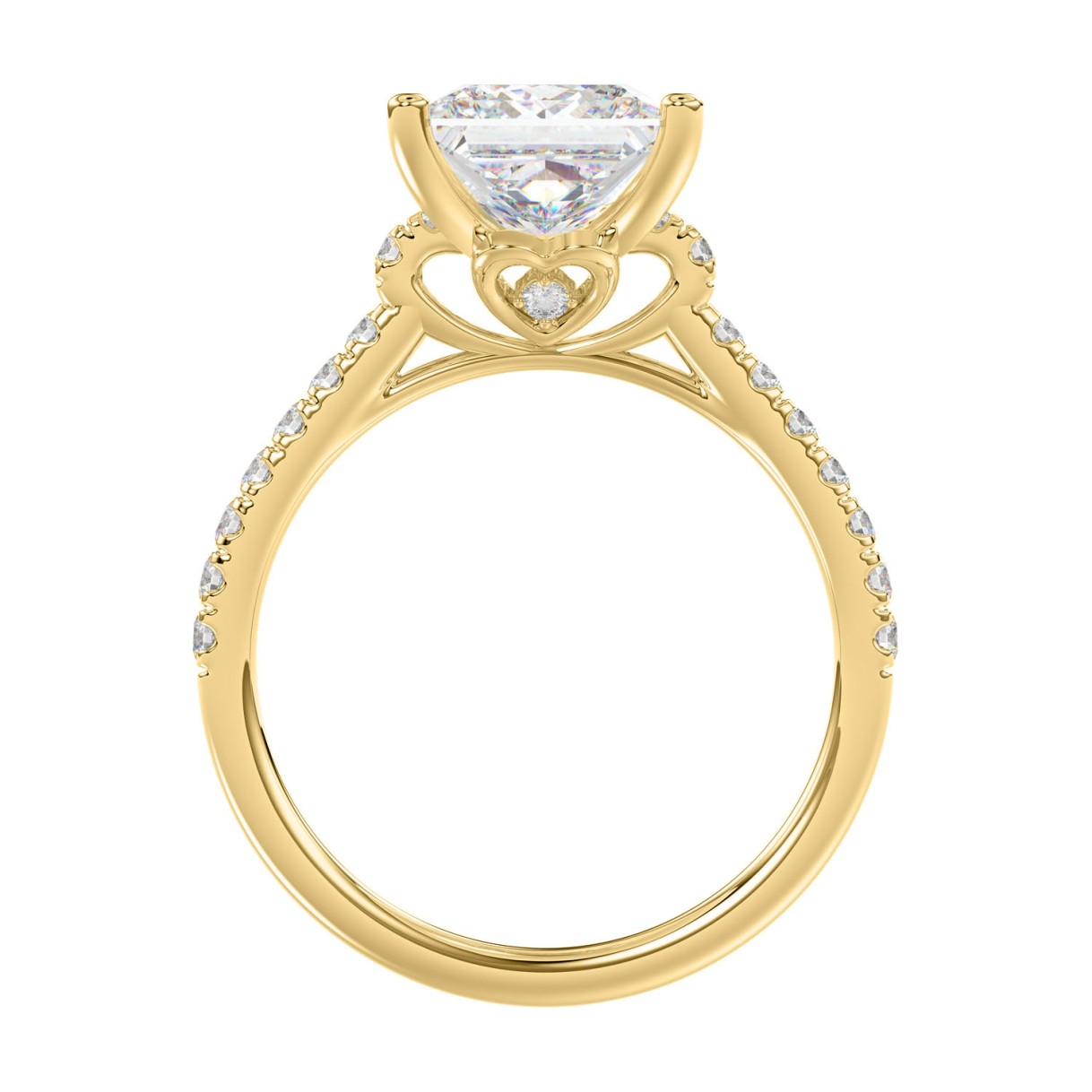14K YELLOW GOLD 3 1/2CT ROUND/PRINCESS DIAMOND LADIES BRIDAL SET (CENTER STONE PRINCESS DIAMOND 3CT)