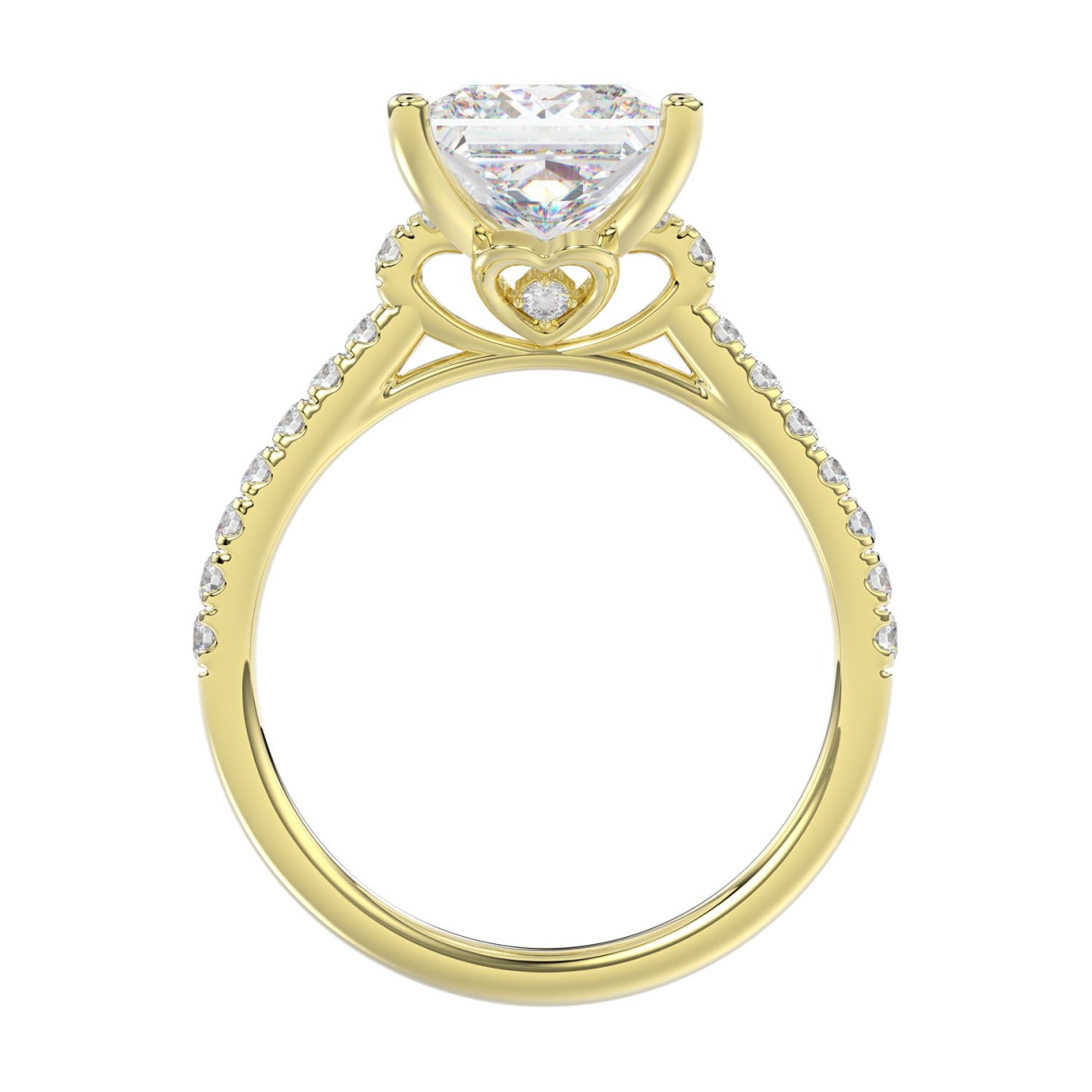 14K YELLOW GOLD 3 1/2CT ROUND/PRINCESS DIAMOND LADIES BRIDAL SET (CENTER STONE PRINCESS DIAMOND 3.00CT)