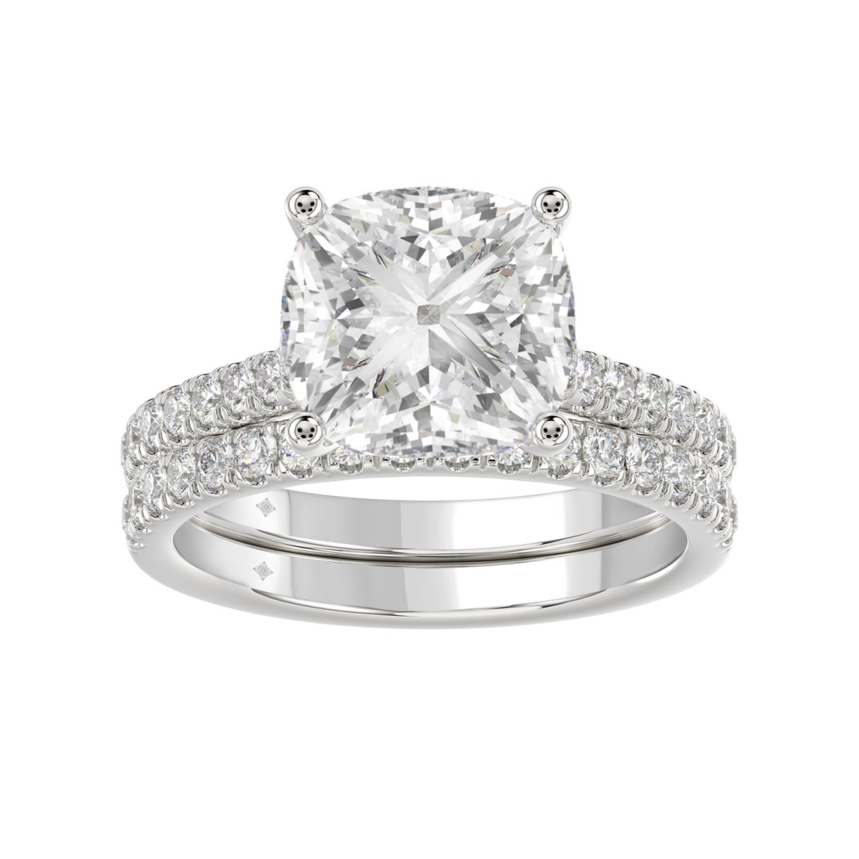 14K WHITE GOLD 4 1/2CT ROUND/CUSHION DIAMOND LADIE...