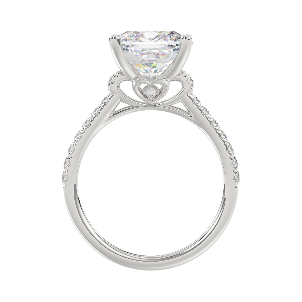 14K WHITE GOLD 4 1/2CT ROUND/CUSHION DIAMOND LADIES BRIDAL SET (CENTER STONE CUSHION DIAMOND 4.00CT)