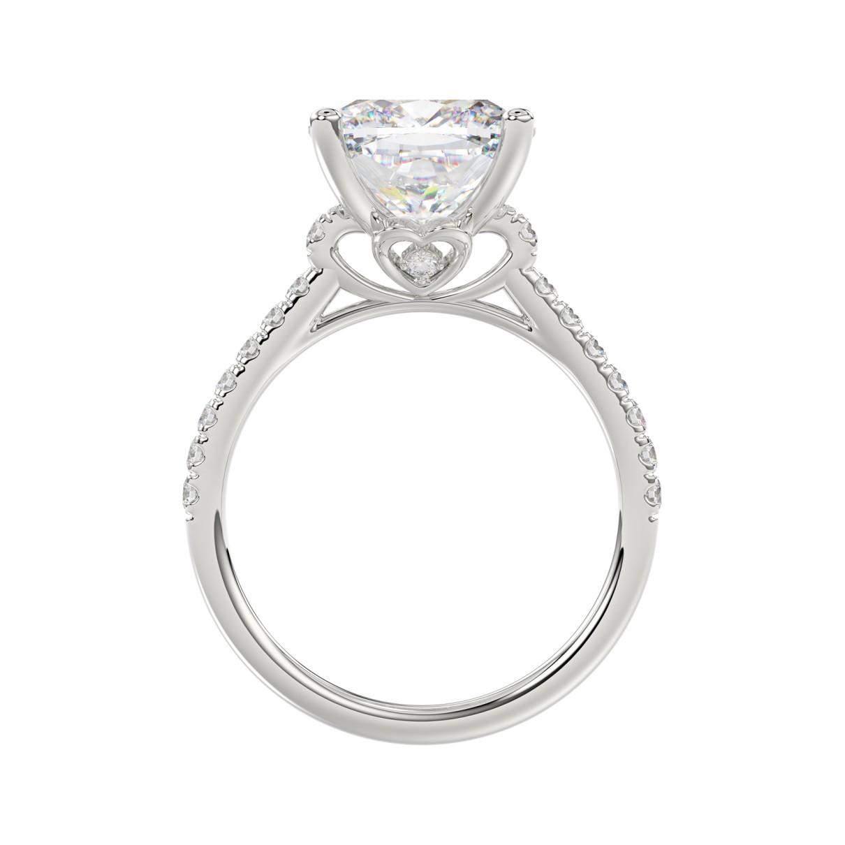 LADIES BRIDAL SET 3 1/2CT ROUND/CUSHION DIAMOND 14K WHITE GOLD (CENTER STONE CUSHION DIAMOND 4CT )