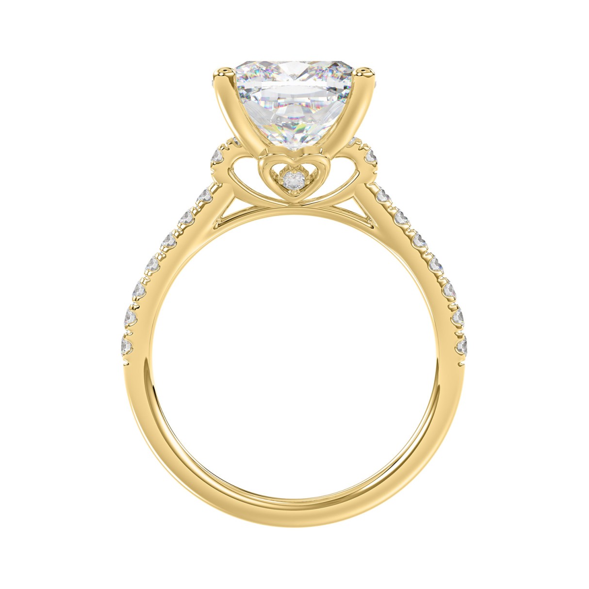 14K YELLOW GOLD 4 1/2CT ROUND/CUSHION DIAMOND LADIES BRIDAL SET (CENTER STONE CUSHION DIAMOND 4CT)