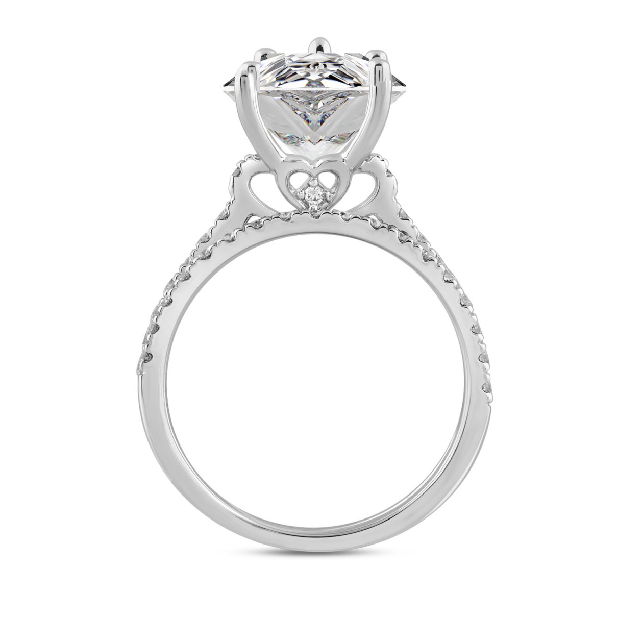 LADIES BRIDAL SET 4 1/2CT ROUND/PEAR DIAMOND 14K WHITE GOLD (CENTER STONE PEAR DIAMOND 4CT )