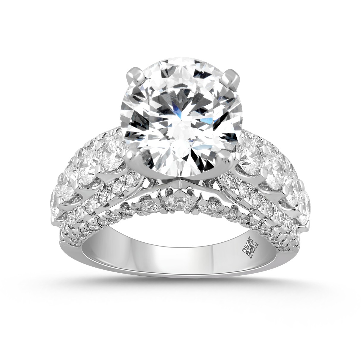 LADIES RING 5 1/4CT ROUND DIAMOND 14K WHITE GOLD (CENTER STONE ROUND DIAMOND 3CT )