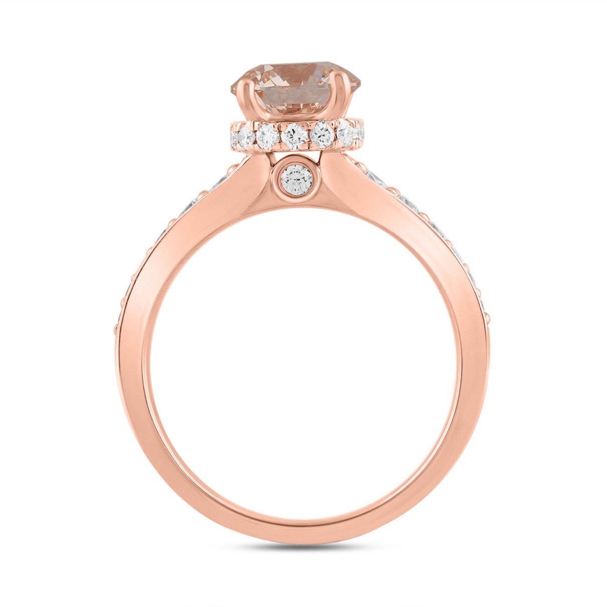 LADIES RING 2CT ROUND DIAMOND 14K ROSE GOLD (CENTER STONE ROUND DIAMOND 1 1/2CT )