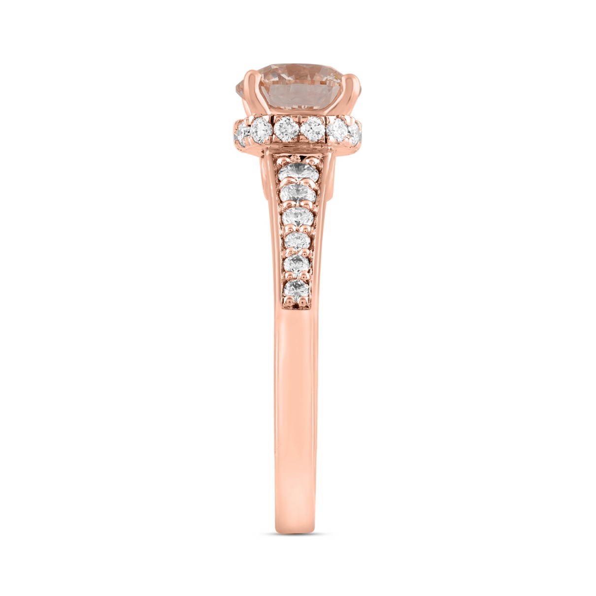 LADIES RING 2CT ROUND DIAMOND 14K ROSE GOLD (CENTER STONE ROUND DIAMOND 1 1/2CT )