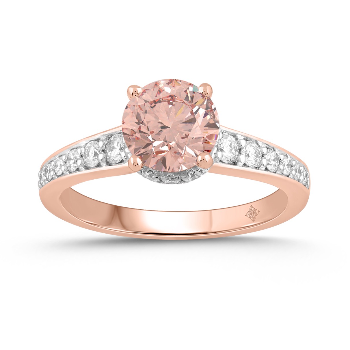 LADIES RING 2CT ROUND DIAMOND 14K WHITE/ROSE GOLD ...