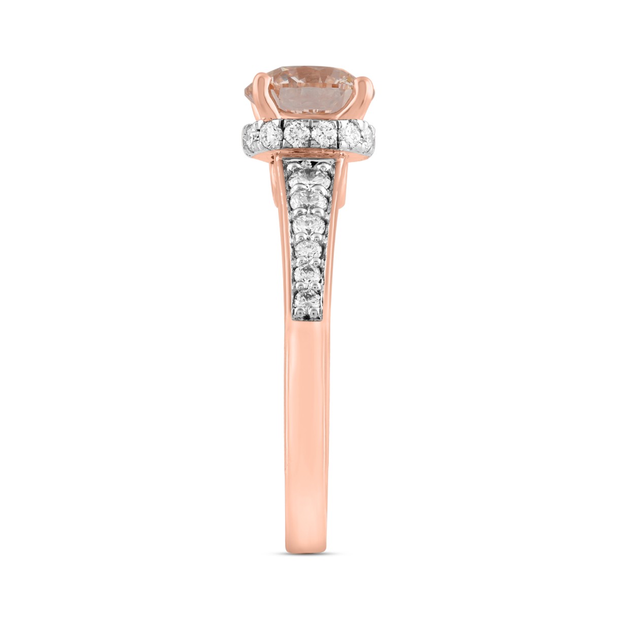 LADIES RING 2CT ROUND DIAMOND 14K WHITE/ROSE GOLD (CENTER STONE PINK ROUND DIAMOND 1 1/2CT )