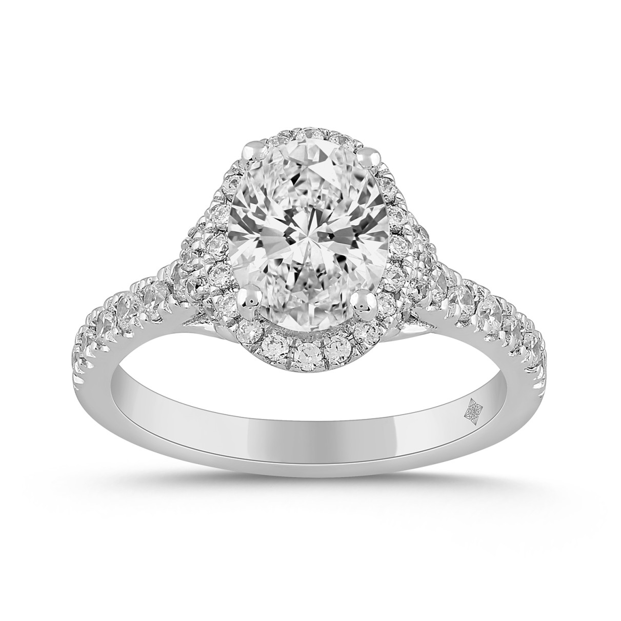 14K WHITE GOLD 2.00CT ROUND/OVAL DIAMOND LADIES RI...