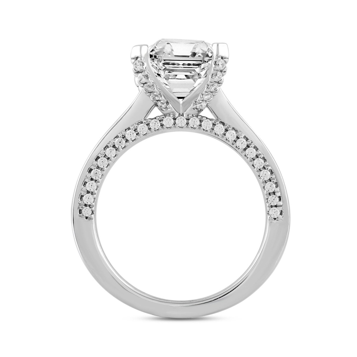 LADIES RING 4 5/8CT ROUND/PRINCESS/EMERALD DIAMOND 14K WHITE GOLD (CENTER STONE EMERALD DIAMOND 3CT )