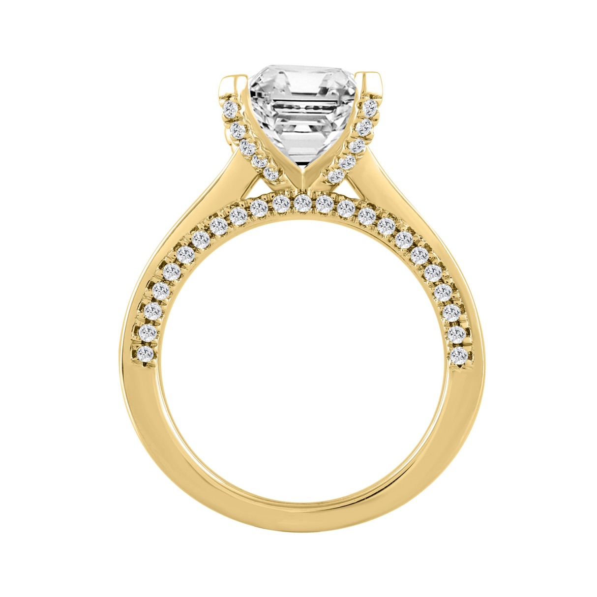 LADIES RING 4 5/8CT ROUND/PRINCESS/EMERALD DIAMOND 14K YELLOW GOLD (CENTER STONE EMERALD DIAMOND 3CT )