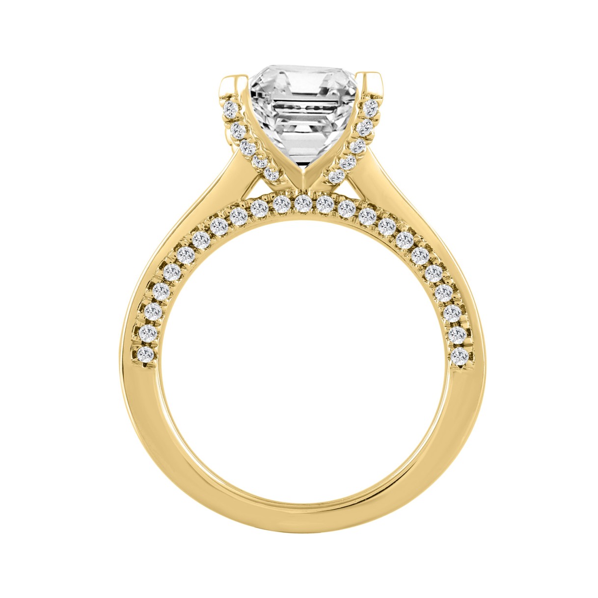 LADIES RING 4 5/8CT ROUND/PRINCESS/EMERALD DIAMOND 14K YELLOW GOLD (CENTER STONE EMERALD DIAMOND 3CT )