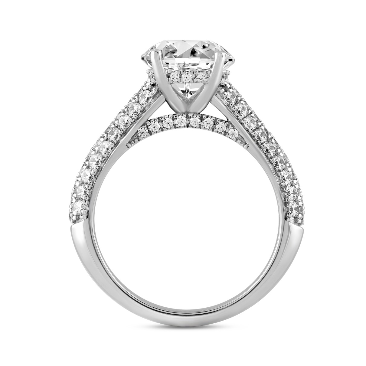 LADIES RING 3 3/4CT ROUND/OVAL DIAMOND 14K WHITE GOLD (CENTER STONE OVAL DIAMOND 3CT )