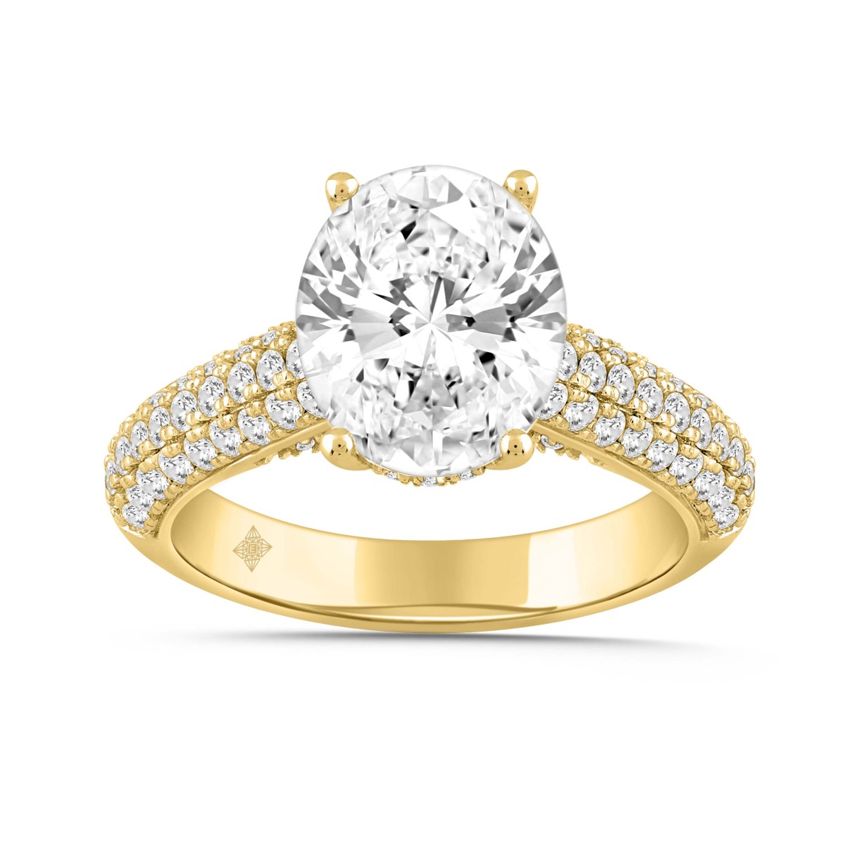 LADIES RING 3.75CT ROUND/OVAL DIAMOND 14K YELLOW G...