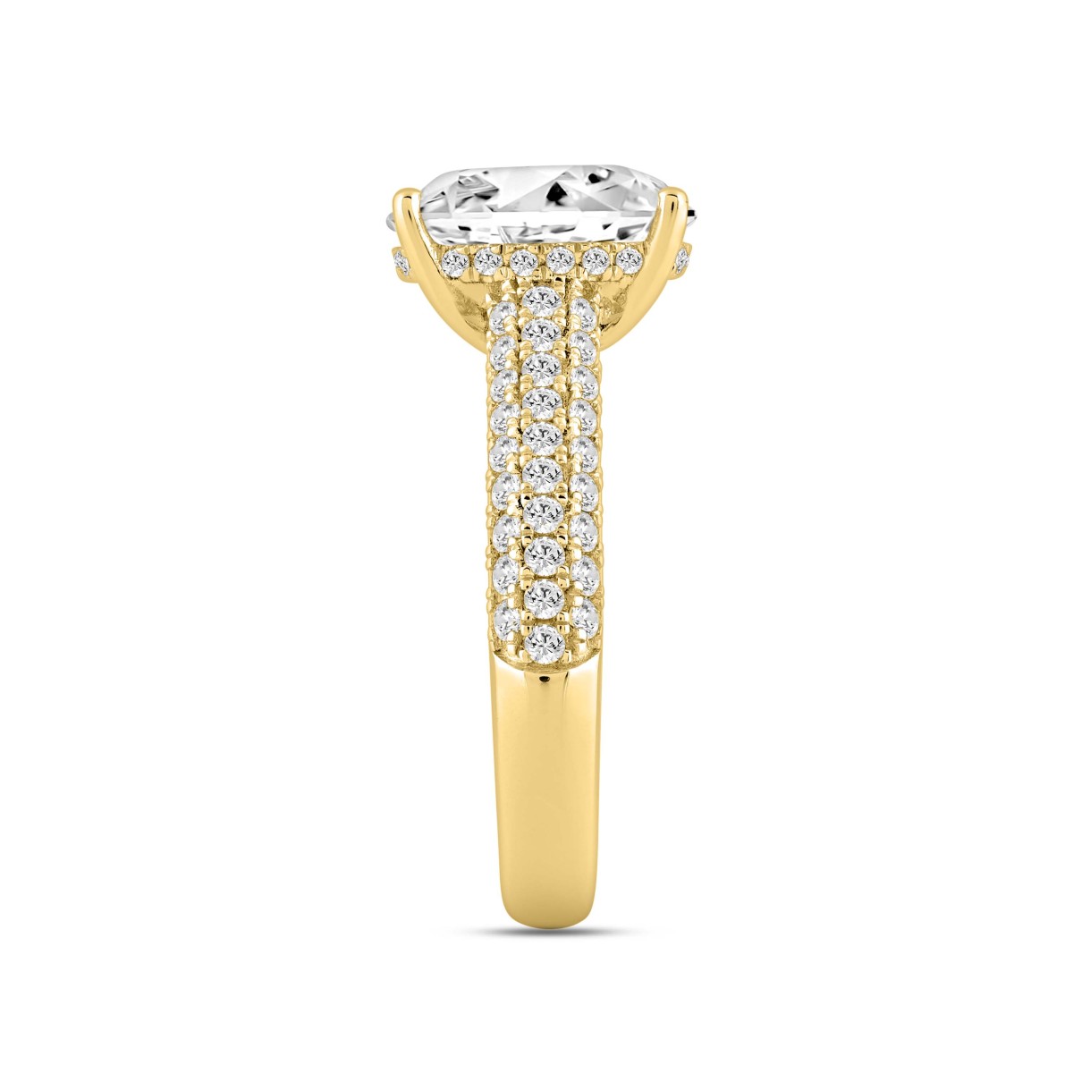 LADIES RING 3.75CT ROUND/OVAL DIAMOND 14K YELLOW GOLD (CENTER STONE OVAL DIAMOND 3.00CT)