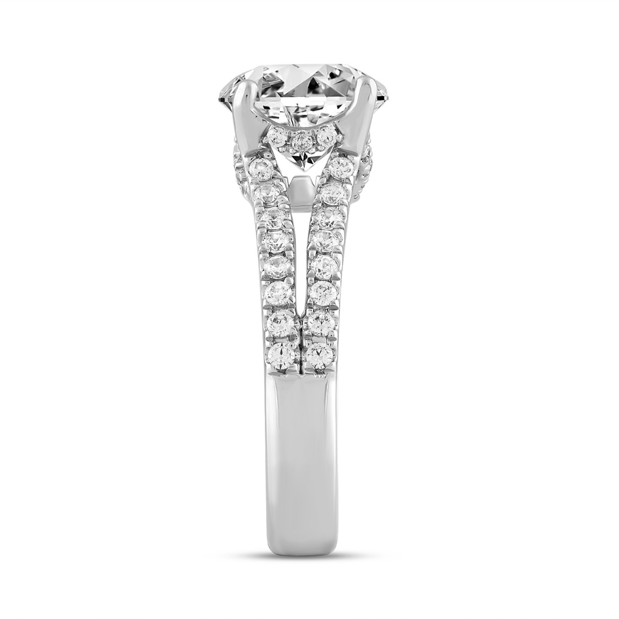 LADIES RING 3 1/2CT ROUND DIAMOND 14K WHITE GOLD (CENTER STONE ROUND DIAMOND 3CT )