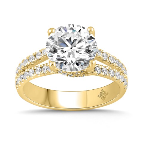 LADIES RING 3 1/2CT ROUND DIAMOND 14K YELLOW GOLD (CENTER STONE ROUND DIAMOND 3CT )