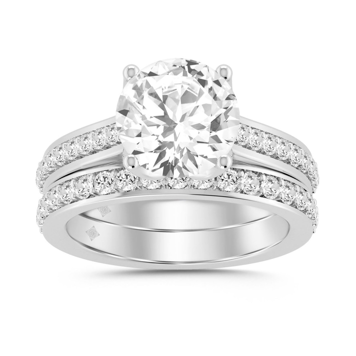 LADIES BRIDAL SET 2CT ROUND DIAMOND 14K WHITE GOLD (CENTER STONE ROUND DIAMOND 1 1/2CT )