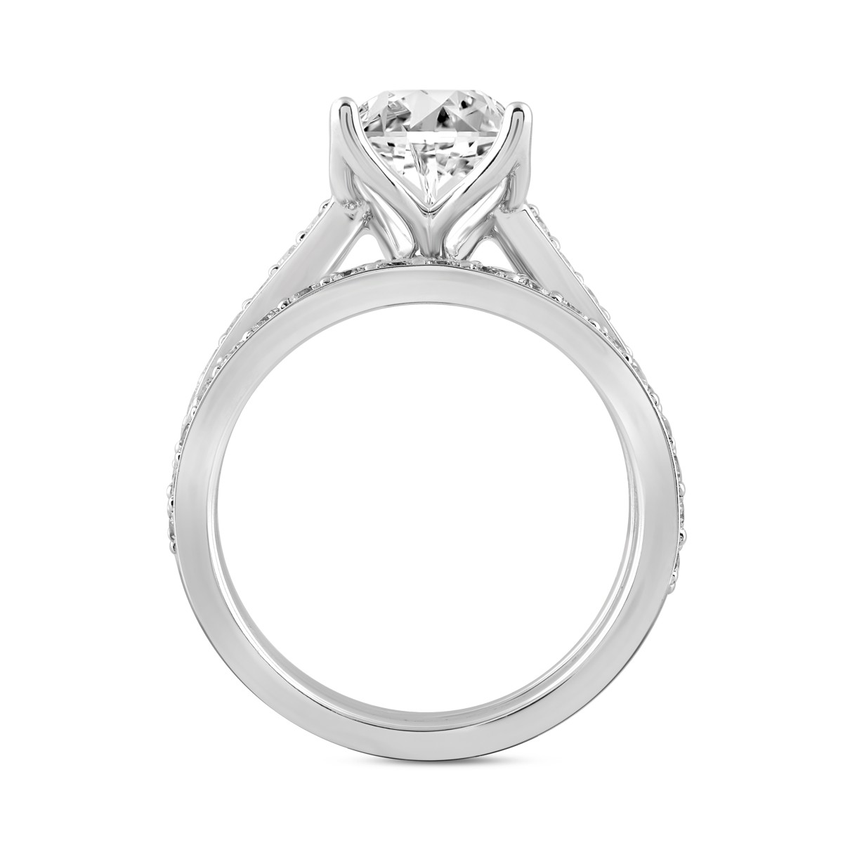 LADIES BRIDAL SET 2CT ROUND DIAMOND 14K WHITE GOLD (CENTER STONE ROUND DIAMOND 1 1/2CT )