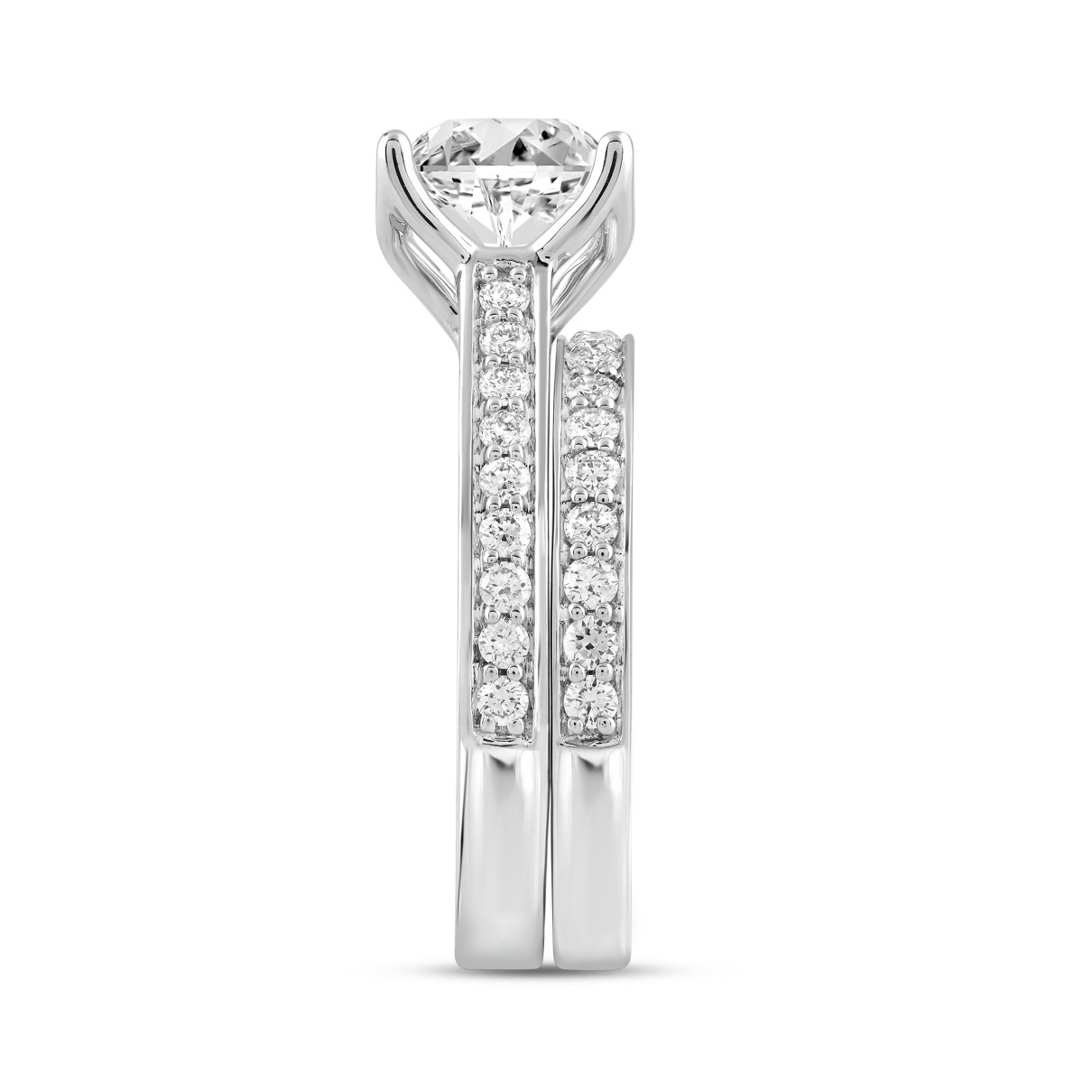 LADIES BRIDAL SET 2CT ROUND DIAMOND 14K WHITE GOLD (CENTER STONE ROUND DIAMOND 1 1/2CT )