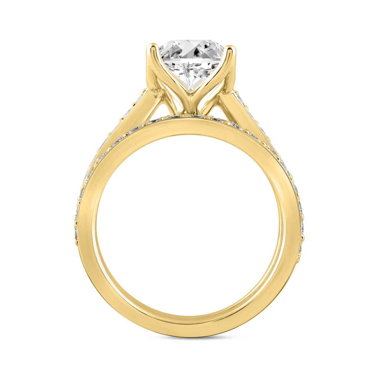 LADIES BRIDAL SET 2CT ROUND DIAMOND 14K YELLOW GOLD (CENTER STONE ROUND DIAMOND 1 1/2CT )