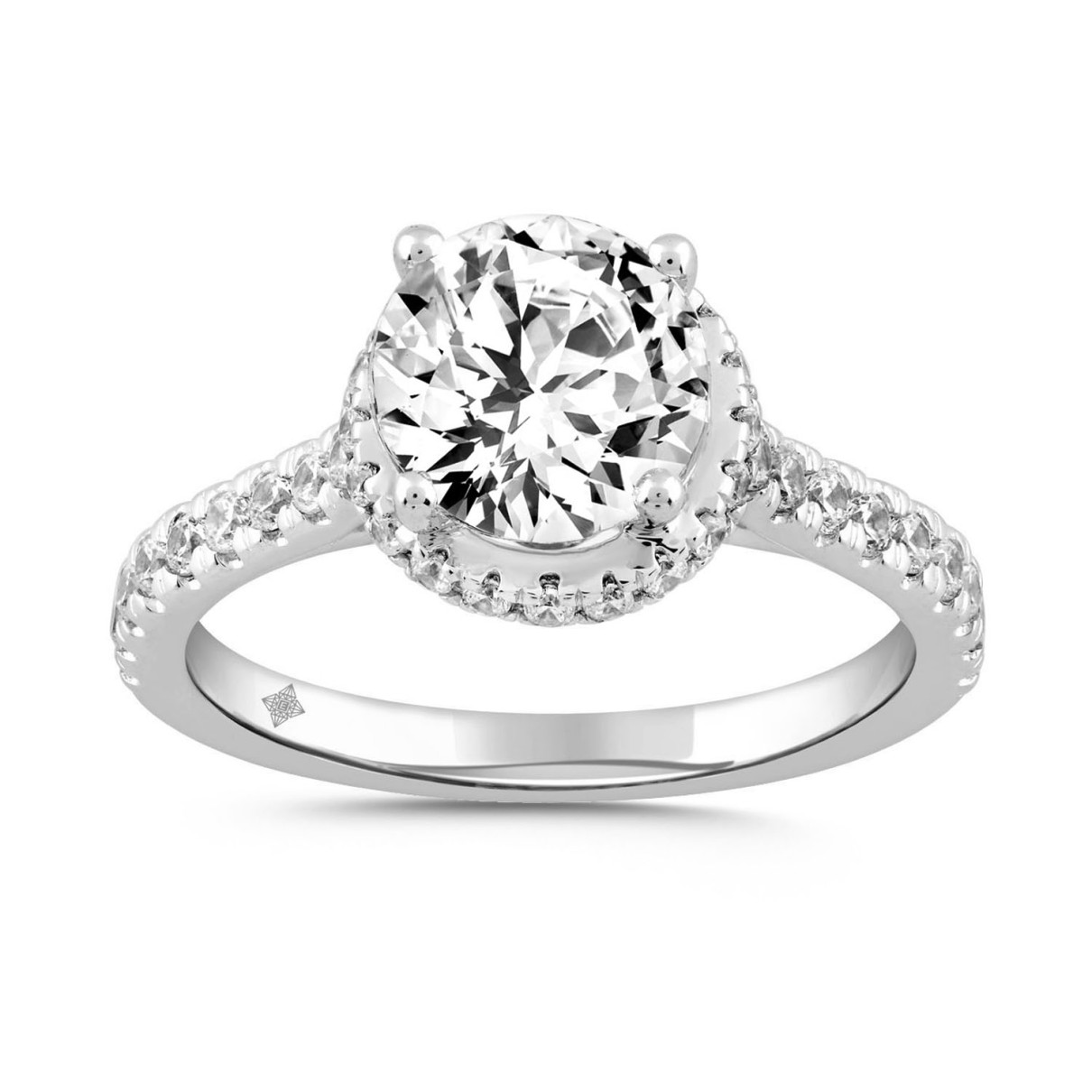 LADIES RING 2 1/2CT ROUND DIAMOND 14K WHITE GOLD (CENTER STONE ROUND DIAMOND 2CT )