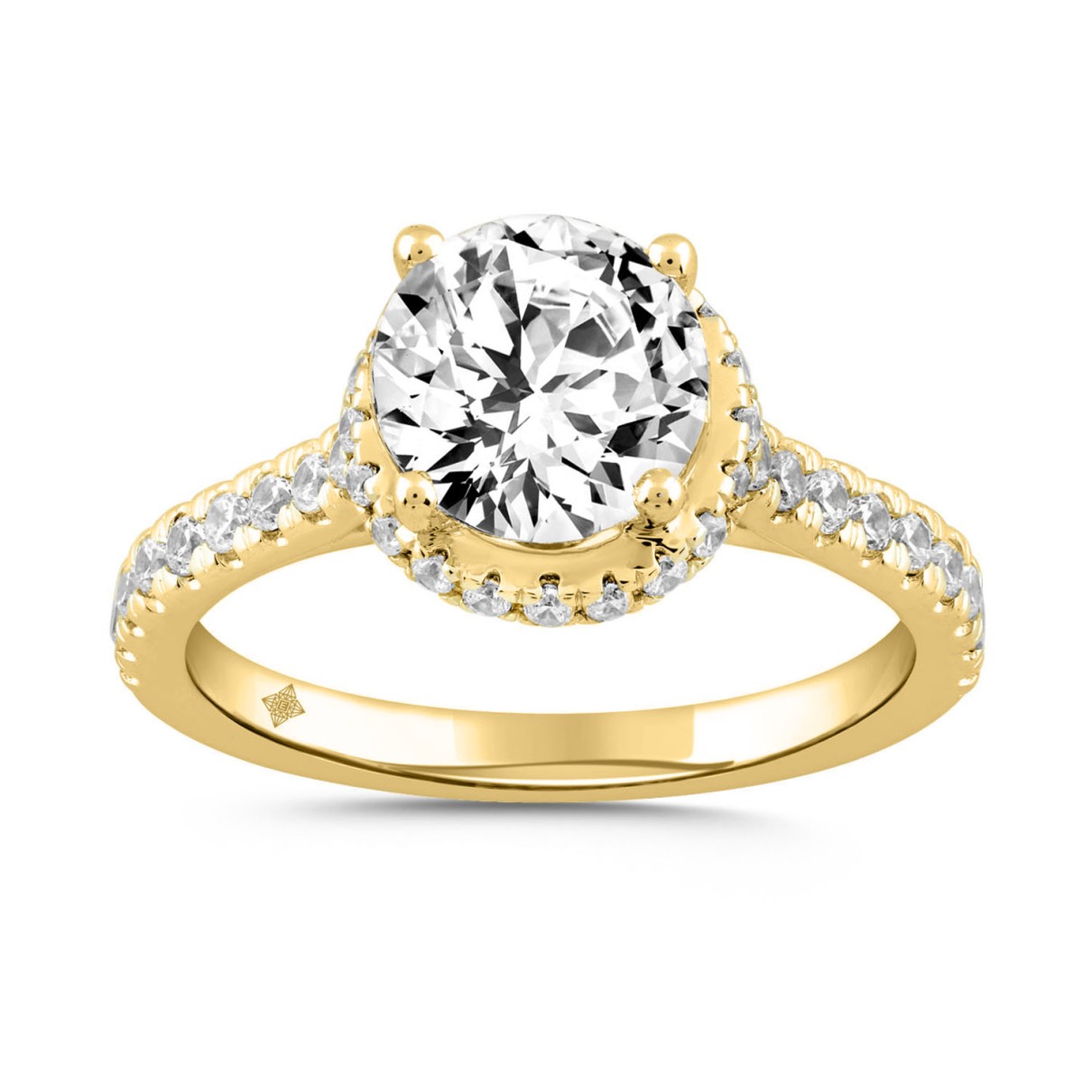 LADIES RING 2 1/2CT ROUND DIAMOND 14K YELLOW GOLD ...