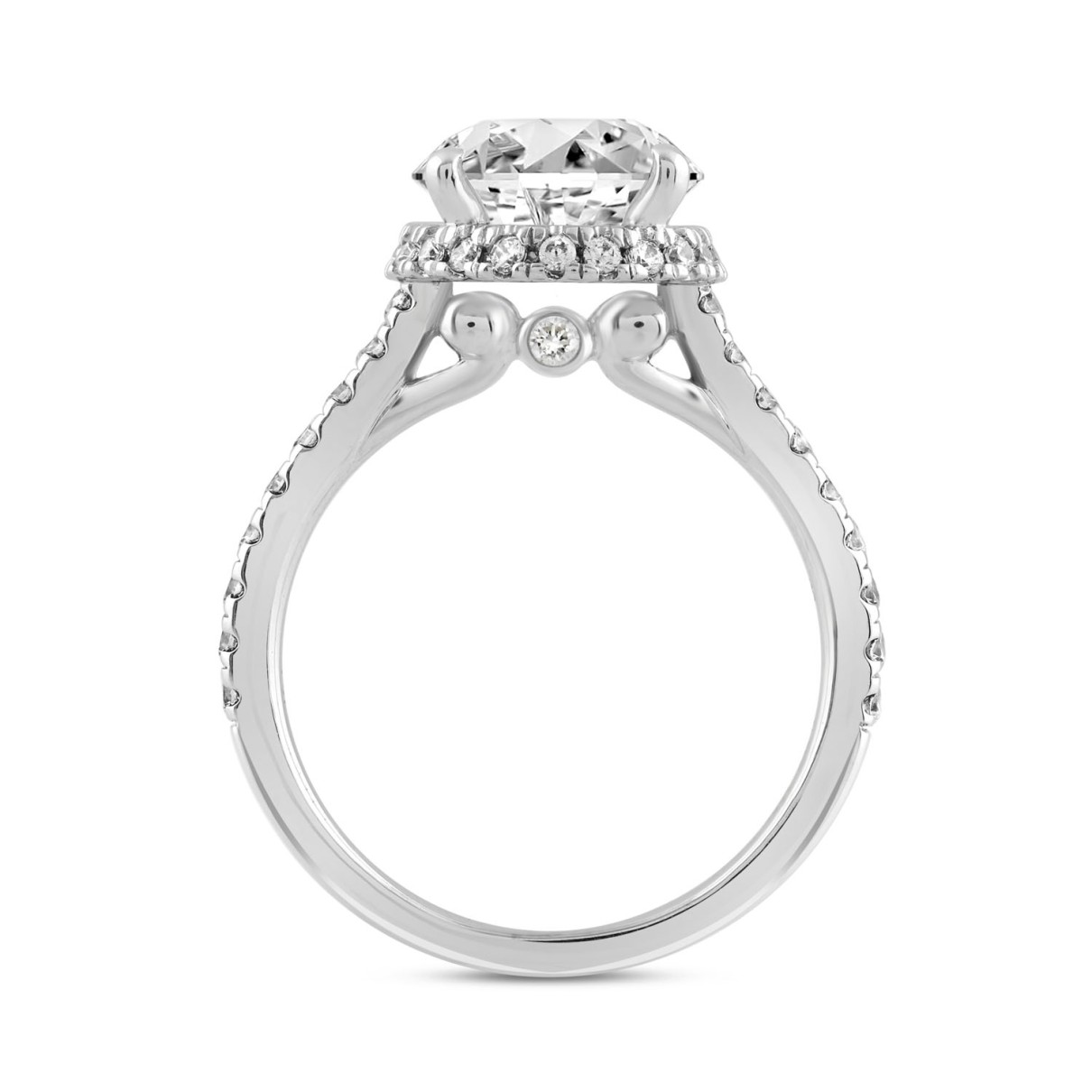 LADIES RING 3 1/2CT ROUND DIAMOND 14K WHITE GOLD (CENTER STONE ROUND DIAMOND 3CT )