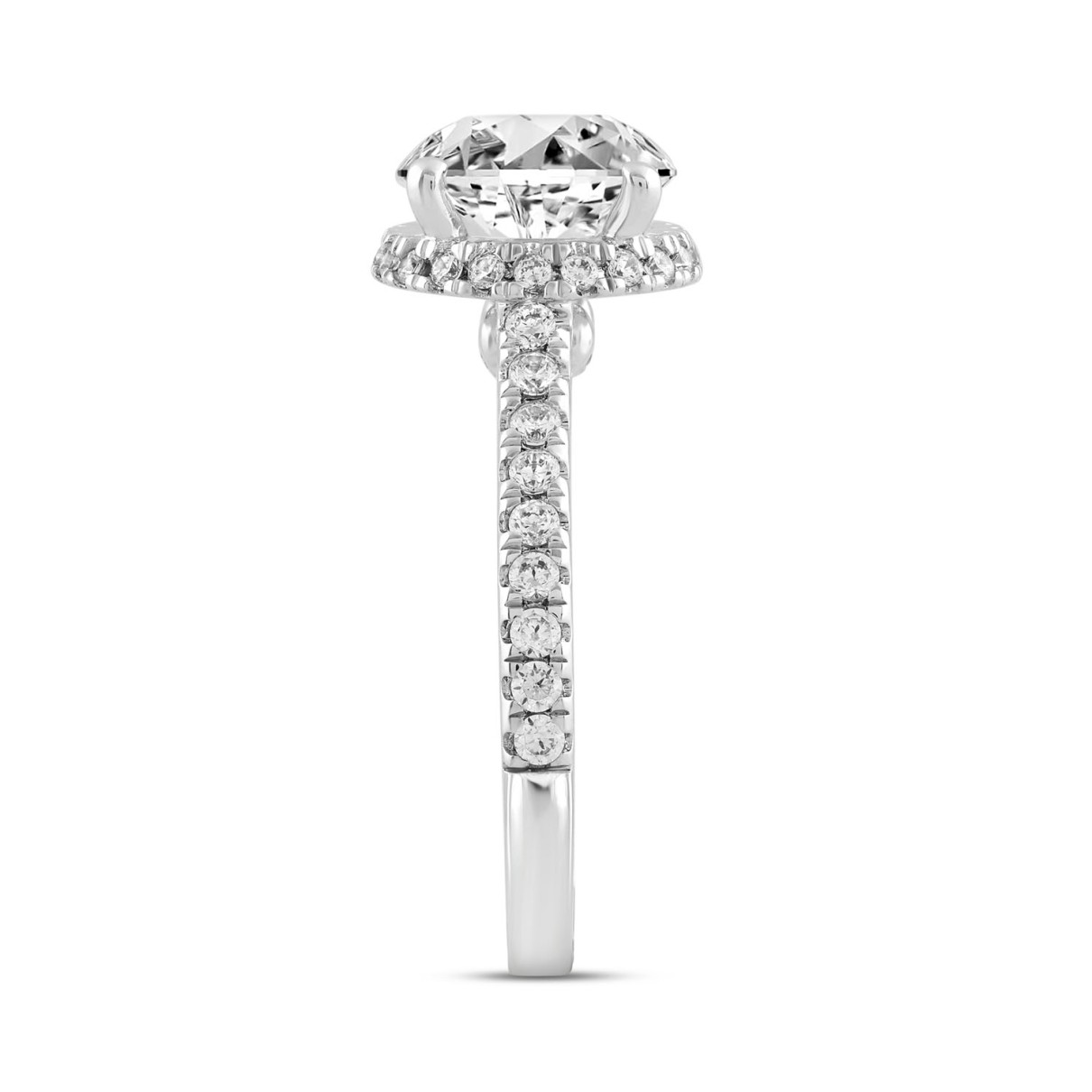 LADIES RING 3 1/2CT ROUND DIAMOND 14K WHITE GOLD (CENTER STONE ROUND DIAMOND 3CT )