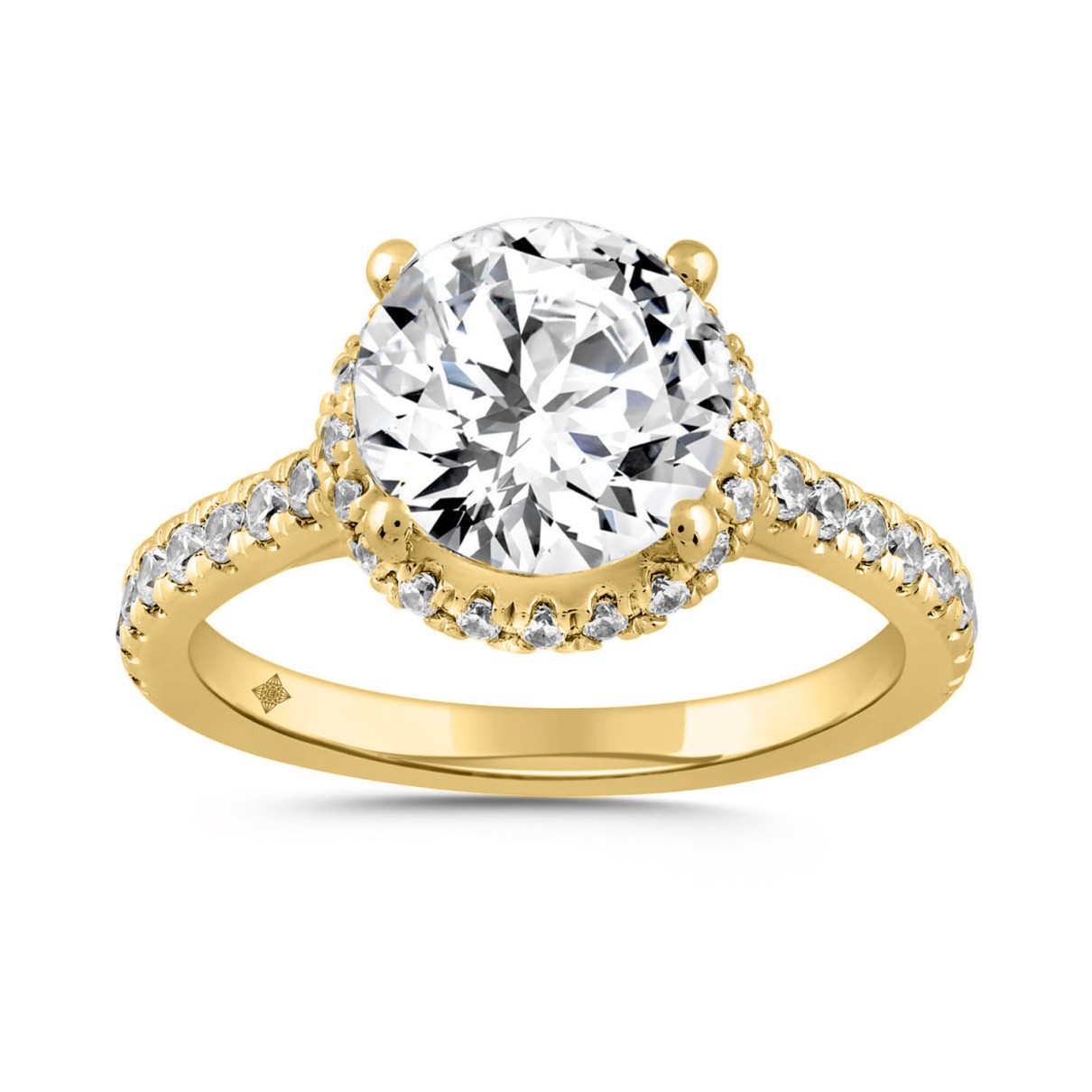 LADIES RING 3 1/2CT ROUND DIAMOND 14K YELLOW GOLD (CENTER STONE ROUND DIAMOND 3CT )