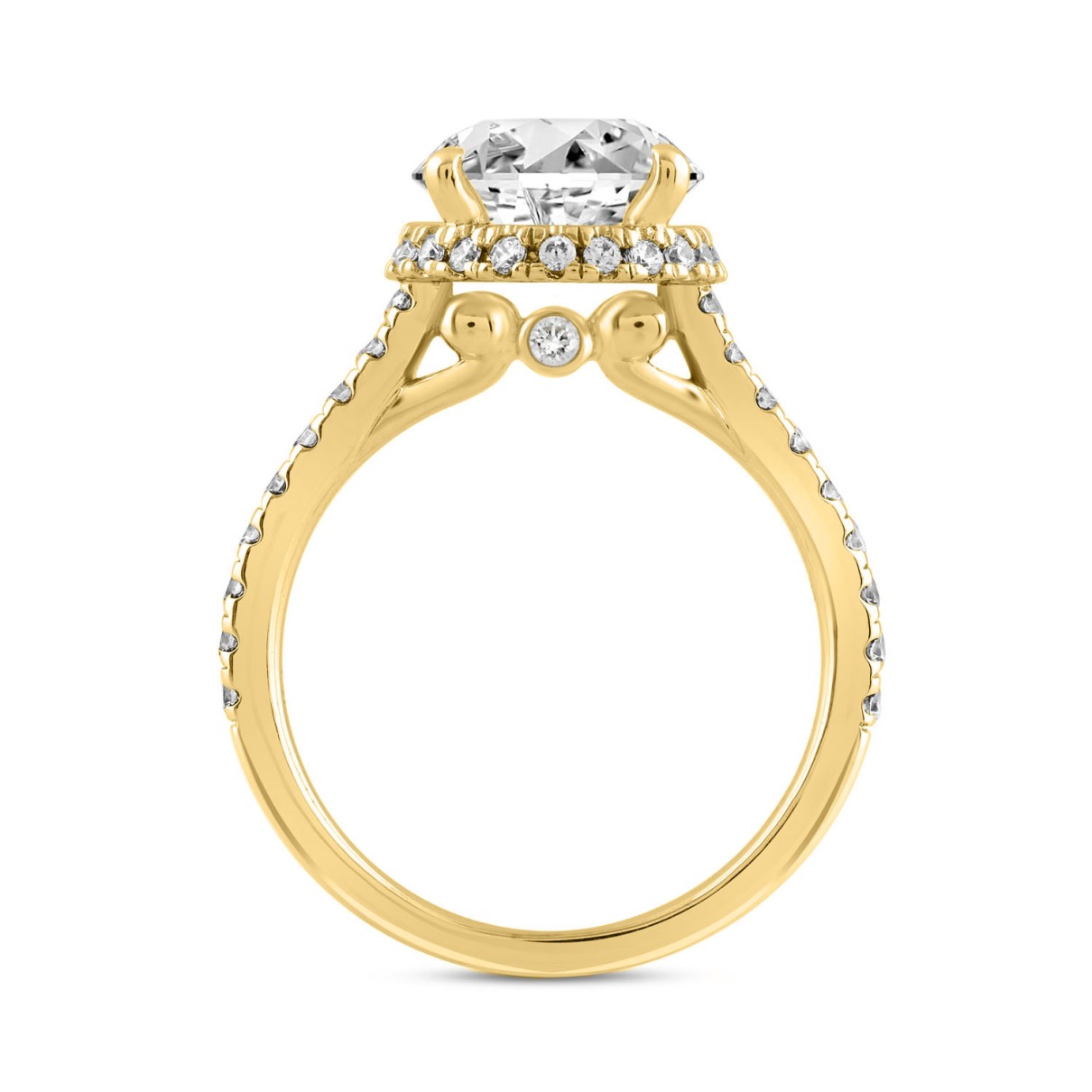 LADIES RING 3 1/2CT ROUND DIAMOND 14K YELLOW GOLD (CENTER STONE ROUND DIAMOND 3CT )