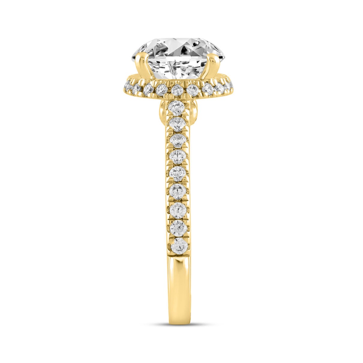 LADIES RING 3 1/2CT ROUND DIAMOND 14K YELLOW GOLD (CENTER STONE ROUND DIAMOND 3CT )