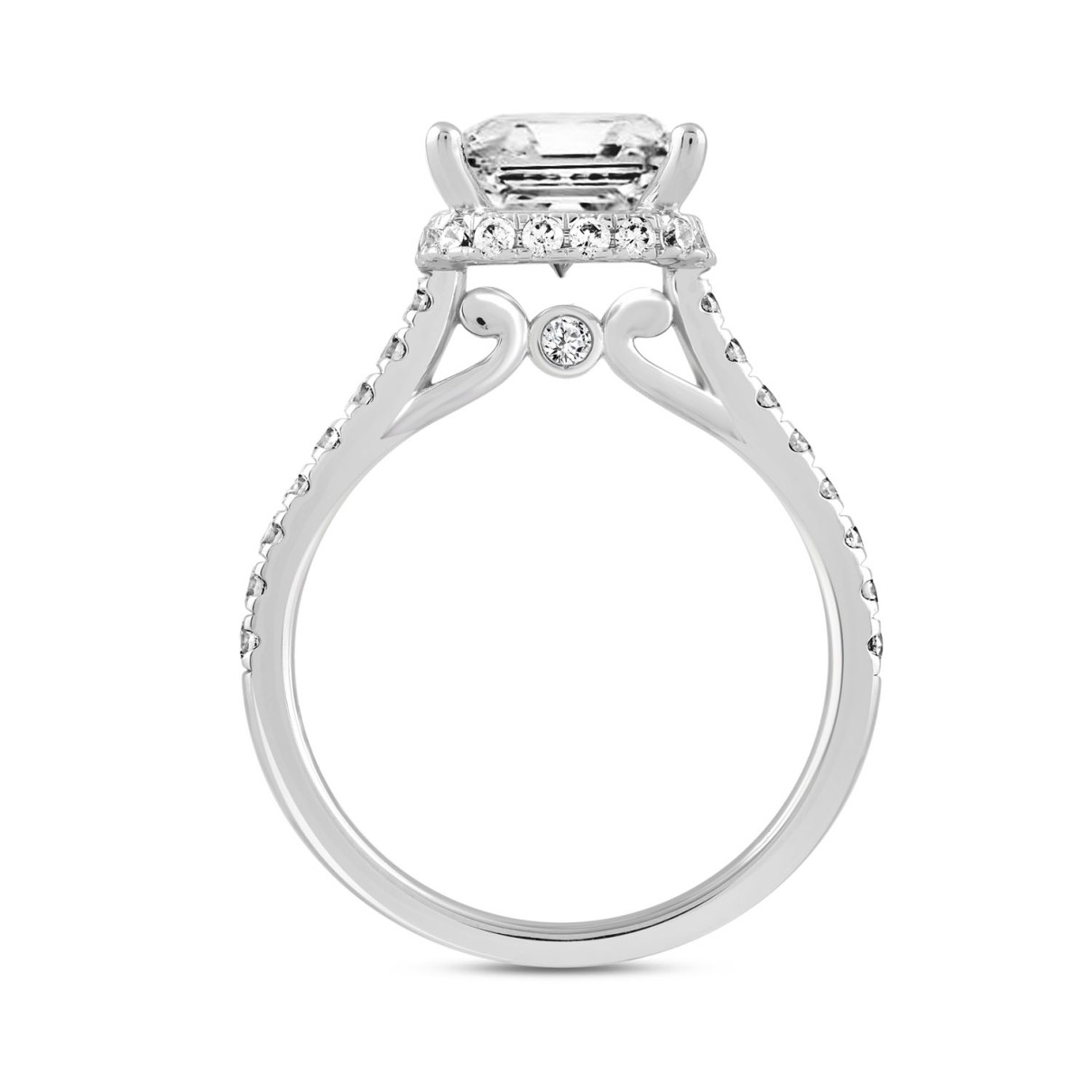 LADIES RING 3 1/2CT ROUND/PRINCESS DIAMOND 14K WHITE GOLD (CENTER STONE PRINCESS DIAMOND 3CT )