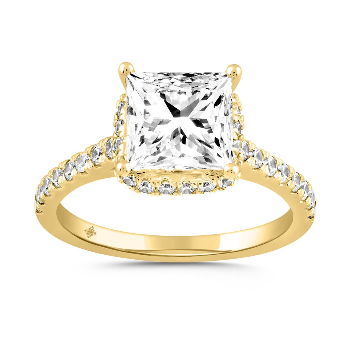 LADIES RING 3 1/2CT ROUND/PRINCESS DIAMOND 14K YEL...